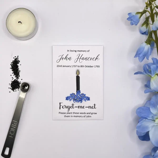 Forget Me Not Funeral Seeds Candle