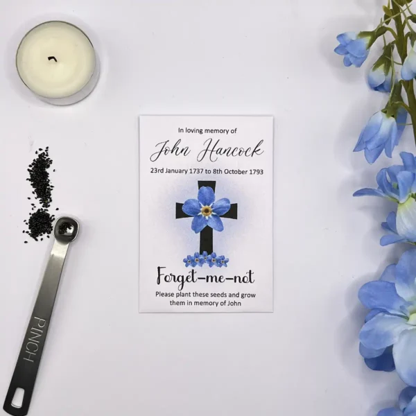 Forget Me Not Funeral Seeds Cross